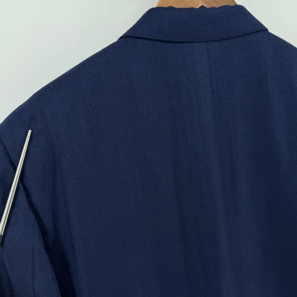 J.P. Tilford Samuelsohn Loro Piana Blazer Men 42L Blue Cashmere Silk Herringbone